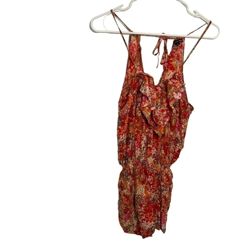 Addison Heart Women's Size Small Romper Pink Multi Geometric Ruffle Adjustable - Picture 1 of 10